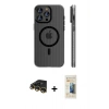 MARSİLYAN™- iPhone 14 Pro Max Kılıf Pusula Minimal Koleksiyonu - Siyah 6D Mat Seramik Hayalet Nano Ekran Koruyucu + Raze Metal Kamera Lens - GD
