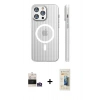 MARSİLYAN™- iPhone 14 Pro Max Kılıf Pusula Minimal Koleksiyonu - Siyah 6D Mat Seramik Hayalet Nano Ekran Koruyucu + Gümüş Bilvis Titan Kamera Lens