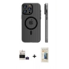 MARSİLYAN™- iPhone 14 Pro Max Kılıf Pusula Minimal Koleksiyonu - Siyah 6D Mat Seramik Hayalet Nano Ekran Koruyucu + Bilvis Titan Kamera Lens - DNMR