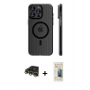 MARSİLYAN™- iPhone 14 Pro Max Kılıf Pusula Minimal Koleksiyonu - Siyah 6D Mat Seramik Hayalet Nano Ekran Koruyucu + Raze Metal Kamera Lens - GD