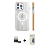 MARSİLYAN™- iPhone 14 Pro Max Kılıf Pusula Minimal Koleksiyonu - Siyah 6D Mat Seramik Hayalet Nano Ekran Koruyucu + Bilvis Titan Kamera Lens - GD
