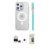 MARSİLYAN™- iPhone 14 Pro Max Kılıf Pusula Minimal Koleksiyonu - Siyah 6D Mat Seramik Hayalet Nano Ekran Koruyucu + Gümüş Bilvis Titan Kamera Lens