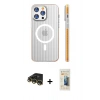 MARSİLYAN™- iPhone 14 Pro Max Kılıf Pusula Minimal Koleksiyonu - Siyah 6D Mat Seramik Hayalet Nano Ekran Koruyucu + Raze Metal Kamera Lens - GD