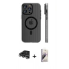 MARSİLYAN™- iPhone 14 Pro Max Kılıf Pusula Minimal Koleksiyonu - Siyah Bilvis 3D Mat Cam Ekran Koruyucu + Raze Metal Kamera Lens - GS