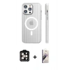 MARSİLYAN™- iPhone 14 Pro Max Kılıf Pusula Minimal Koleksiyonu - Siyah Bilvis 3D Mat Cam Ekran Koruyucu + Turuncu PVD Metal Kamera Lens