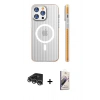 MARSİLYAN™- iPhone 14 Pro Max Kılıf Pusula Minimal Koleksiyonu - Siyah Bilvis 3D Mat Cam Ekran Koruyucu + Raze Metal Kamera Lens - GS