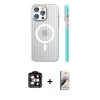 MARSİLYAN™- iPhone 14 Pro Max Kılıf Pusula Minimal Koleksiyonu - Siyah Bilvis 3D Mat Cam Ekran Koruyucu + Turuncu PVD Metal Kamera Lens