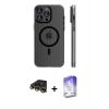 MARSİLYAN™- iPhone 14 Pro Max Kılıf Pusula Minimal Koleksiyonu - Siyah Bilvis 5in1 3D Magic Cam Ekran Koruyucu + Raze Metal Kamera Lens - GD
