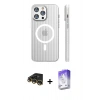 MARSİLYAN™- iPhone 14 Pro Max Kılıf Pusula Minimal Koleksiyonu - Siyah Bilvis 5in1 3D Magic Cam Ekran Koruyucu + Raze Metal Kamera Lens - GD
