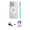 MARSİLYAN™- iPhone 14 Pro Max Kılıf Pusula Minimal Koleksiyonu - Siyah Bilvis 5in1 3D Magic Cam Ekran Koruyucu + Bilvis Titan Kamera Lens - DNMR