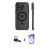 MARSİLYAN™- iPhone 14 Pro Max Kılıf Pusula Minimal Koleksiyonu - Siyah Bilvis 5in1 3D Magic Cam Ekran Koruyucu + Bilvis Titan Kamera Lens - SH