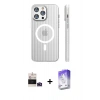 MARSİLYAN™- iPhone 14 Pro Max Kılıf Pusula Minimal Koleksiyonu - Siyah Bilvis 5in1 3D Magic Cam Ekran Koruyucu + Bilvis Titan Kamera Lens - DNMR