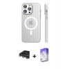 MARSİLYAN™- iPhone 14 Pro Max Kılıf Pusula Minimal Koleksiyonu - Siyah Bilvis 5in1 3D Magic Cam Ekran Koruyucu + Raze Metal Kamera Lens - GS