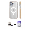MARSİLYAN™- iPhone 14 Pro Max Kılıf Pusula Minimal Koleksiyonu - Siyah Bilvis 5in1 3D Magic Cam Ekran Koruyucu + Bilvis Titan Kamera Lens - SH