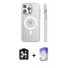 MARSİLYAN™- iPhone 14 Pro Max Kılıf Pusula Minimal Koleksiyonu - Siyah Bilvis 5in1 3D Magic Cam Ekran Koruyucu + PVD Metal Kamera Lens - TU