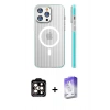 MARSİLYAN™- iPhone 14 Pro Max Kılıf Pusula Minimal Koleksiyonu - Siyah Bilvis 5in1 3D Magic Cam Ekran Koruyucu + PVD Metal Kamera Lens - TU