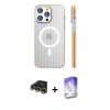 MARSİLYAN™- iPhone 14 Pro Max Kılıf Pusula Minimal Koleksiyonu - Siyah Bilvis 5in1 3D Magic Cam Ekran Koruyucu + Raze Metal Kamera Lens - GD