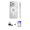 MARSİLYAN™- iPhone 14 Pro Max Kılıf Pusula Minimal Koleksiyonu - Siyah Bilvis 5in1 3D Magic Cam Ekran Koruyucu + Bilvis Titan Kamera Lens - SH
