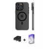 MARSİLYAN™- iPhone 14 Pro Max Kılıf Pusula Minimal Koleksiyonu - Siyah Bilvis 5in1 3D Magic Cam Ekran Koruyucu + Raze Metal Kamera Lens - GS
