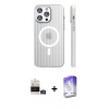 MARSİLYAN™- iPhone 14 Pro Max Kılıf Pusula Minimal Koleksiyonu - Siyah Bilvis 5in1 3D Magic Cam Ekran Koruyucu + Bilvis Titan Kamera Lens - GD