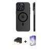 MARSİLYAN™- iPhone 14 Pro Max Kılıf Pusula Minimal Koleksiyonu - Siyah Bilvis 5in1 3D Magic Cam Ekran Koruyucu + Raze Metal Kamera Lens - GD