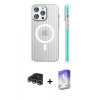 MARSİLYAN™- iPhone 14 Pro Max Kılıf Pusula Minimal Koleksiyonu - Siyah Bilvis 5in1 3D Magic Cam Ekran Koruyucu + Raze Metal Kamera Lens - GS