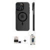 MARSİLYAN™- iPhone 14 Pro Max Kılıf Pusula Minimal Koleksiyonu - Siyah Bilvis Hayalet Cam Ekran Koruyucu + Bilvis Titan Kamera Lens - SH