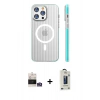 MARSİLYAN™- iPhone 14 Pro Max Kılıf Pusula Minimal Koleksiyonu - Siyah Bilvis Hayalet Cam Ekran Koruyucu + Bilvis Titan Kamera Lens - GS