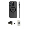 MARSİLYAN™- iPhone 14 Pro Max Kılıf Pusula Minimal Koleksiyonu - Siyah Bilvis Hayalet Cam Ekran Koruyucu + Raze Metal Kamera Lens - GD