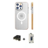 MARSİLYAN™- iPhone 14 Pro Max Kılıf Pusula Minimal Koleksiyonu - Siyah Bilvis Hayalet Cam Ekran Koruyucu + Raze Metal Kamera Lens - GD