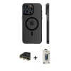 MARSİLYAN™- iPhone 14 Pro Max Kılıf Pusula Minimal Koleksiyonu - Siyah Bilvis Hayalet Cam Ekran Koruyucu + Raze Metal Kamera Lens - GD