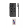 MARSİLYAN™- iPhone 14 Pro Max Kılıf Pusula Minimal Koleksiyonu - Siyah Joko 5D Cam