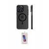MARSİLYAN™- iPhone 14 Pro Max Kılıf Pusula Minimal Koleksiyonu - Siyah Joko 5D Cam