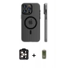 MARSİLYAN™- iPhone 14 Pro Max Kılıf Pusula Minimal Koleksiyonu - Siyah Joko Magic 5D Hayalet Cam + PVD Metal Kamera Lens - TU