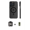 MARSİLYAN™- iPhone 14 Pro Max Kılıf Pusula Minimal Koleksiyonu - Siyah Joko Magic 5D Hayalet Cam + PVD Metal Kamera Lens - TU