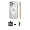 MARSİLYAN™- iPhone 14 Pro Max Kılıf Pusula Minimal Koleksiyonu - Siyah Joko Magic 5D Hayalet Cam + PVD Metal Kamera Lens - TU