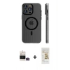MARSİLYAN™- iPhone 14 Pro Max Kılıf Pusula Minimal Koleksiyonu - Siyah Mat Seramik Nano Ekran Koruyucu + Bilvis Titan Kamera Lens - GD
