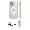 MARSİLYAN™- iPhone 14 Pro Max Kılıf Pusula Minimal Koleksiyonu - Siyah Mat Seramik Nano Ekran Koruyucu + Bilvis Titan Kamera Lens - GS