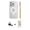 MARSİLYAN™- iPhone 14 Pro Max Kılıf Pusula Minimal Koleksiyonu - Siyah Mat Seramik Nano Ekran Koruyucu + Bilvis Titan Kamera Lens - DNMR