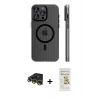 MARSİLYAN™- iPhone 14 Pro Max Kılıf Pusula Minimal Koleksiyonu - Siyah Mat Seramik Nano Ekran Koruyucu + Raze Metal Kamera Lens - GD