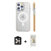 MARSİLYAN™- iPhone 14 Pro Max Kılıf Pusula Minimal Koleksiyonu - Siyah Mat Seramik Nano Ekran Koruyucu + PVD Metal Kamera Lens - TU