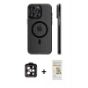 MARSİLYAN™- iPhone 14 Pro Max Kılıf Pusula Minimal Koleksiyonu - Siyah Mat Seramik Nano Ekran Koruyucu + PVD Metal Kamera Lens - TU
