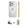 MARSİLYAN™- iPhone 14 Pro Max Kılıf Pusula Minimal Koleksiyonu - Siyah Polymer Nano Ekran Koruyucu + Bilvis Titan Kamera Lens - GS