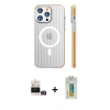 MARSİLYAN™- iPhone 14 Pro Max Kılıf Pusula Minimal Koleksiyonu - Siyah Polymer Nano Ekran Koruyucu + Bilvis Titan Kamera Lens - GD