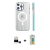 MARSİLYAN™- iPhone 14 Pro Max Kılıf Pusula Minimal Koleksiyonu - Siyah Polymer Nano Ekran Koruyucu + Bilvis Titan Kamera Lens - GD