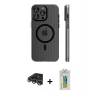 MARSİLYAN™- iPhone 14 Pro Max Kılıf Pusula Minimal Koleksiyonu - Siyah Polymer Nano Ekran Koruyucu + Gümüş Raze Metal Kamera Lens