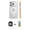 MARSİLYAN™- iPhone 14 Pro Max Kılıf Pusula Minimal Koleksiyonu - Siyah Polymer Nano Ekran Koruyucu + PVD Metal Kamera Lens - TU