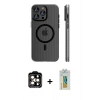 MARSİLYAN™- iPhone 14 Pro Max Kılıf Pusula Minimal Koleksiyonu - Siyah Polymer Nano Ekran Koruyucu + PVD Metal Kamera Lens - TU