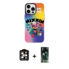 MARSİLYAN™- iPhone 14 Pro Max Kılıf Siluet Çizgi Koleksiyonu - Şeffaf 360 Full Body Arka Koruyucu + PVD Metal Kamera Lens - TU