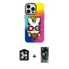 MARSİLYAN™- iPhone 14 Pro Max Kılıf Siluet Çizgi Koleksiyonu - Şeffaf 360 Full Body Arka Koruyucu + PVD Metal Kamera Lens - TU
